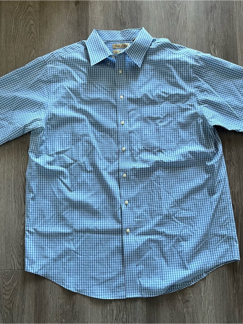 Roundtree & Yorke Light Blue Checked Dress Shirt